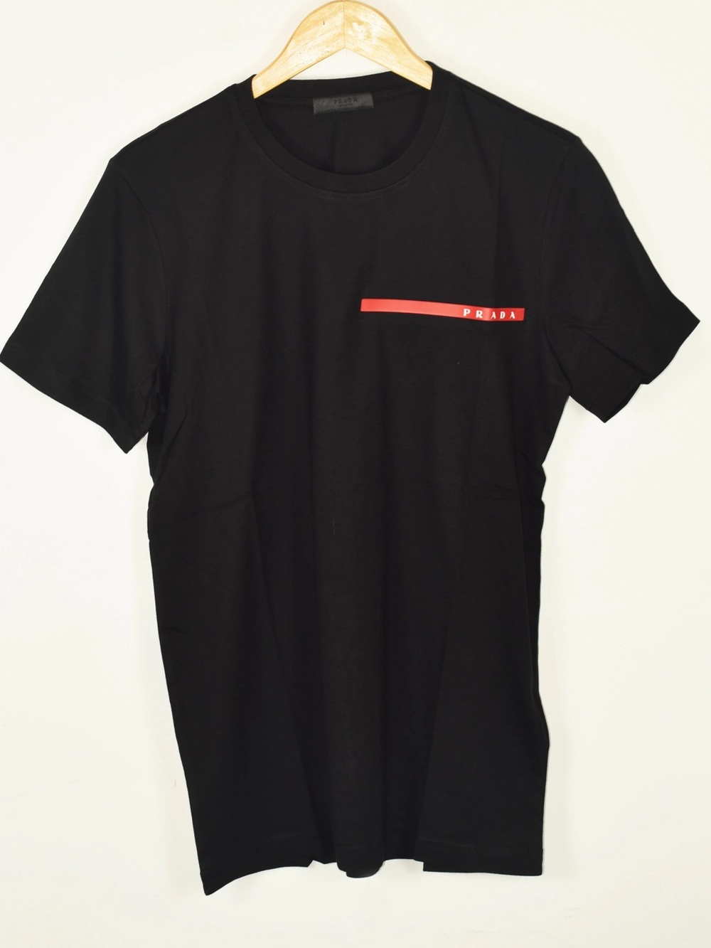 Prada Linea Rossa Men's Piqué T-Shirt in Black